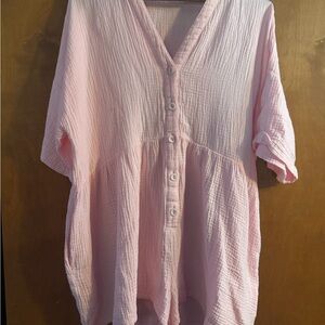 Pink Button-Up Women's jumpsuit / Romper